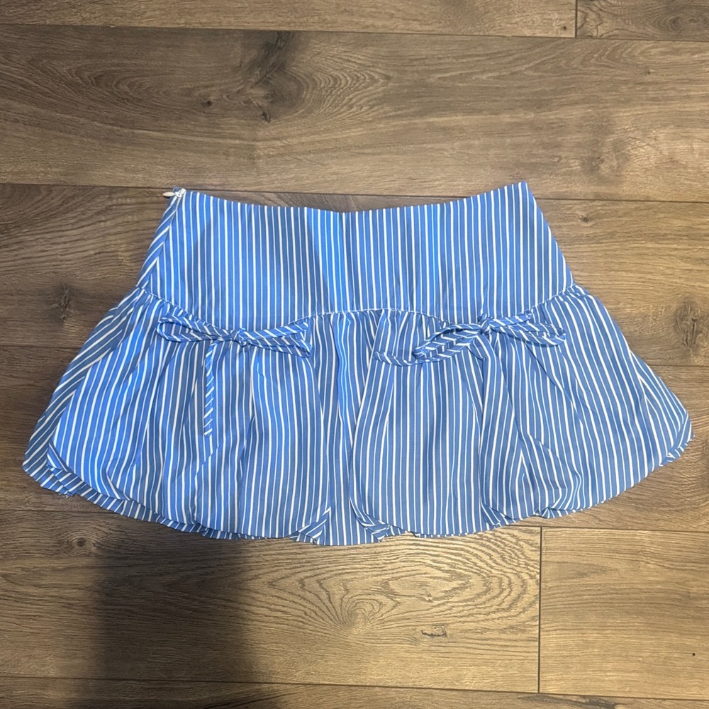 SHEIN Blue and White Striped Mini Skirt